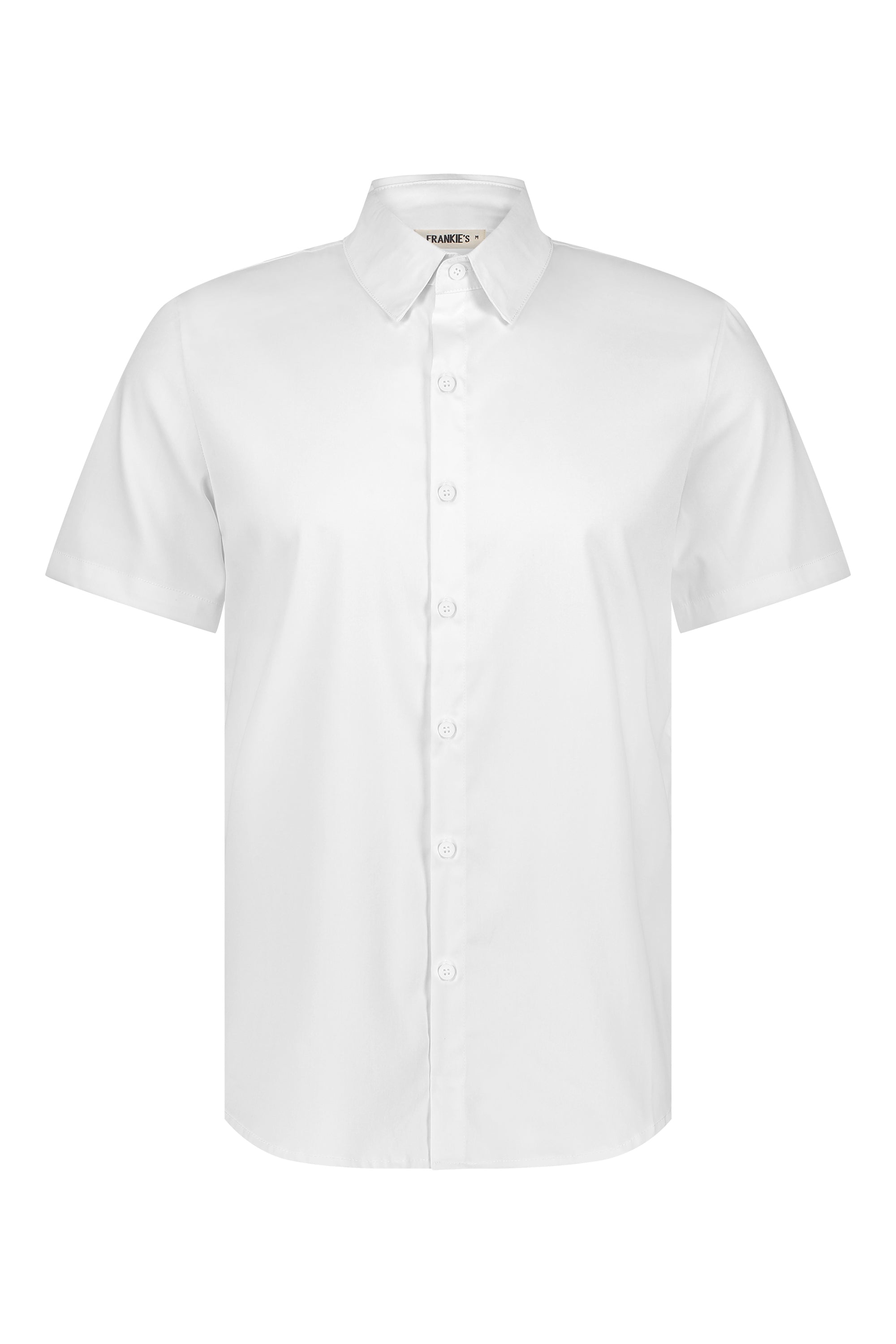 Satin super stretch shirt short sleeve white