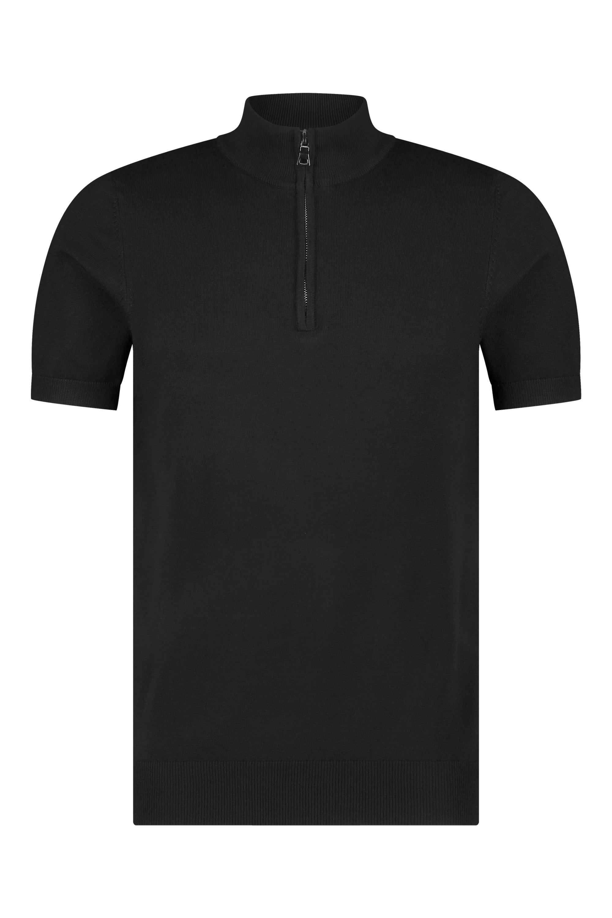 Zipper knitwear short sleeve black