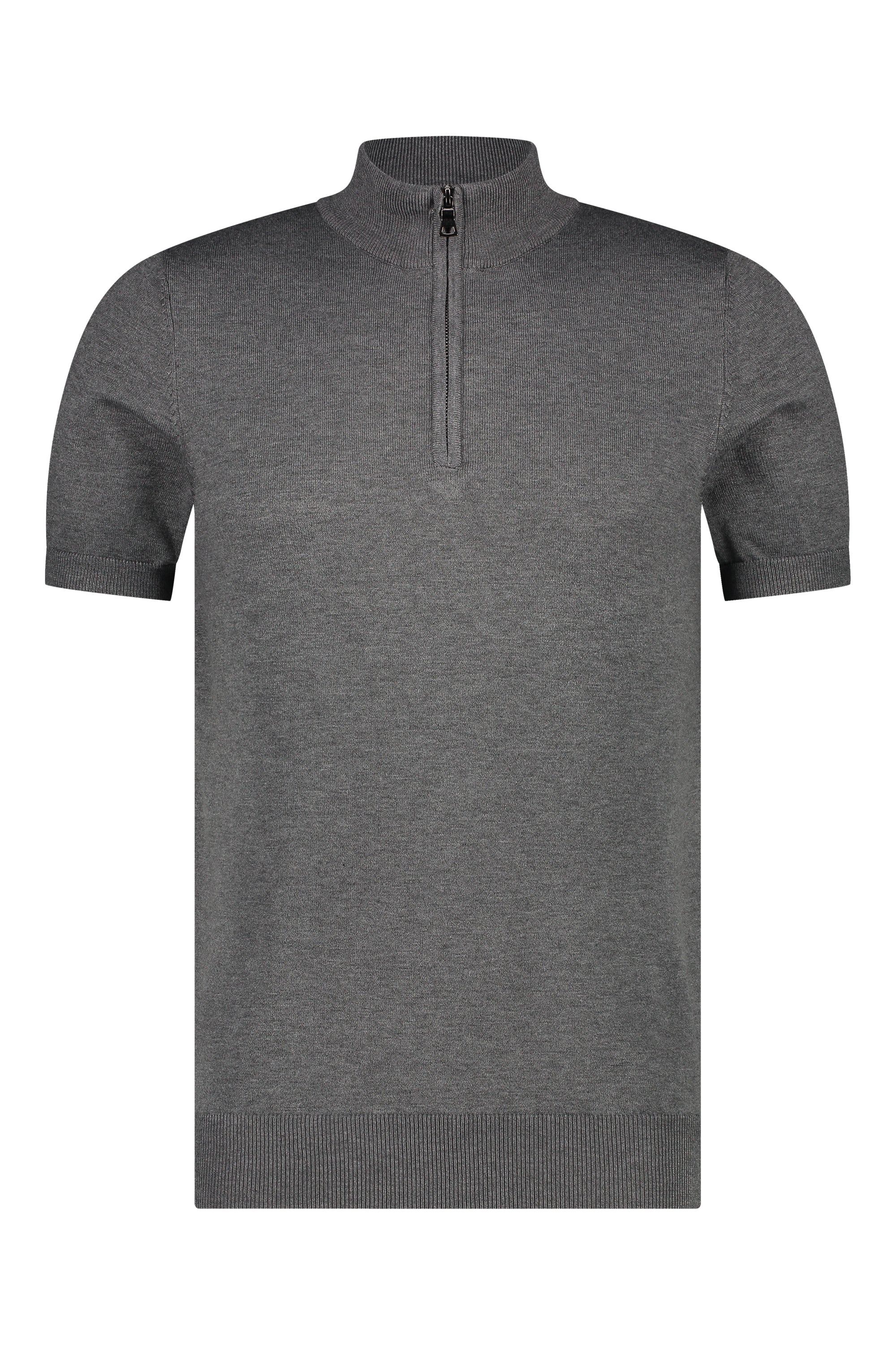 Zipper knitwear short sleeve grey